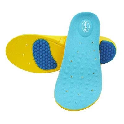 Imagen de Happystep Plantillas deportivas de gel espuma viscoelástica con soporte arco neutro, amortiguación en el talón y la bola del pie, absorción golpes, cómodas inserciones zapatos (41 45 UE)