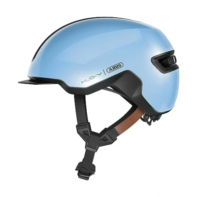 Imagen de ABUS Urban Helmet HUD y con luz trasera LED magnética recargable cierre magnético Casco de bicicleta moderno para uso diario hombres mujeres Azul, talla M