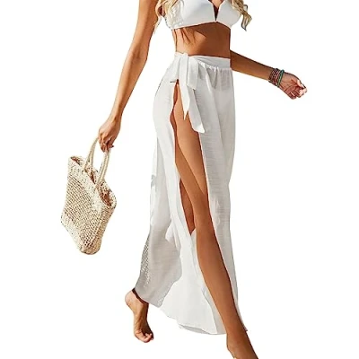 Imagen de Pareo Playa para Mujer Vestido Largo Bohemio, Falda de Verano, Mujer, Bikini Cubierta Sarong, Chal Gasa Envolvente Piscina Vacaciones (E)