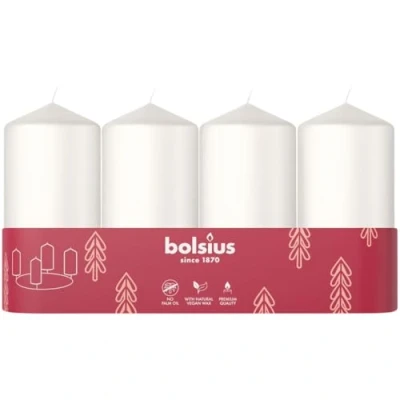 Imagen de Bolsius Juego de 4 velas decorativas 100 x 48 mm Sin perfume Con cera vegetal natural aceite palma