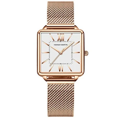 Imagen de RORIOS Relojes Mujer Cuarzo Analogico con Banda de Malla Acero Inoxidable Impermeable Elegante Moda Vestir Pulsera