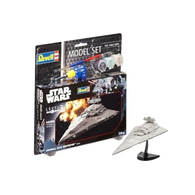 Imagen de Revell Darth Vader Wars Set Imperial Star Destroyer, en Kit Modelo con Base Accesorios, fácil Pegar y para pintarlas, Escala 1:12300 (63609), Multicolor, 13,0 cm de Largo
