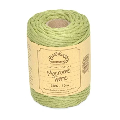 Imagen de Everlasto Hilo de macramé algodón suave, 50 m, 38/6 (4 mm aprox.), color verde oliva