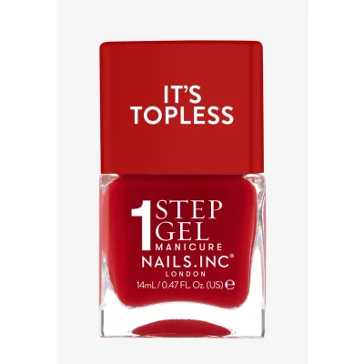 Imagen de Nails Inc Topless Kendall (rojo labial) Esmalte gel sin UV, 1 paso, hasta 8 días, secado rápido, vegano, 21 free, para niños y adultos, base ni top coat