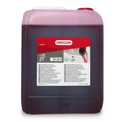 Imagen de Oregon Aceite de Motor 2 Tiempos, Mineral Semisintético para Mezcla, Combustión Limpia, Bajo Contenido Cenizas, 2T, 5 Litros (O10 6367)