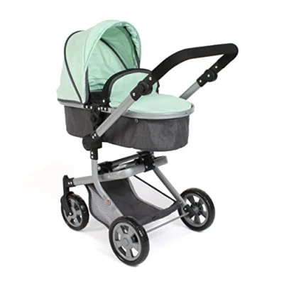 Imagen de Bayer Chic 2000 Cochecito de muñecas Mika, 2 en 1 para niños 4 a 8 años, hasta 52 cm, Menta Melange