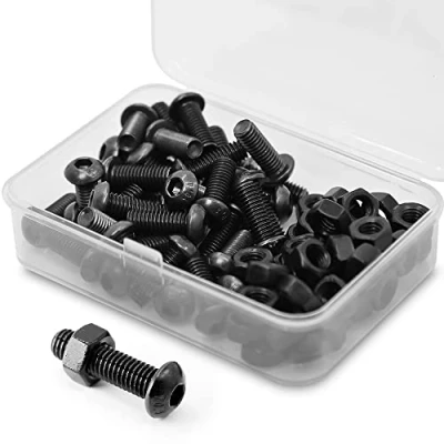 Imagen de (40 juegos) M6 x 16 mm Tornillo de cabeza curvada con hexagonal y tuercas Rosca completa acero al carbono 10,9 (negro)