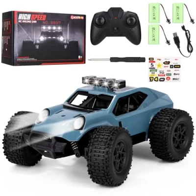Imagen de 2,4 GHz Coche Teledirigido,1/20 Carro Telecomandado De Alta Velocidad,Todo Terreno Todoterreno con Luces Led, Radiocontrol Regalo para Niños 5 A 14 Años