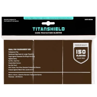 Imagen de TitanShield (150 fundas, color marrón tierra compatibles con juegos de mesa tamaño estándar, MTG Magic The Gathering, Pokemon, Lorcana y tarjetas coleccionables 66 x 91 mm