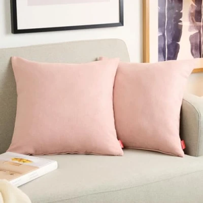 Imagen de Blumtal Juego de 2 Funda para cojín Chenilla Fundas Decorativas sofá con Cremallera Cubierta, Rosa Palo, 45 x cm
