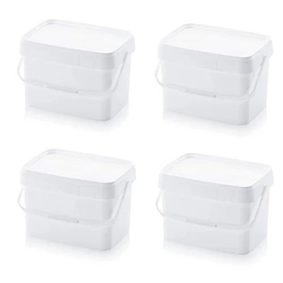 Imagen de 4X Eimer 20l rechteckig * 20 Liter lebensmittelecht stapelbar Kunststoffeimer 20Liter weiß Farbe Futter Gastro Catering