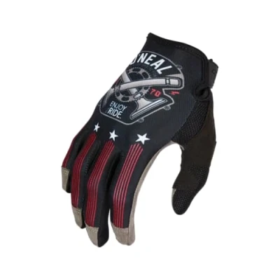 Imagen de O&#039;Neal Guantes de Bici y Motocross MX MTB DH FR Materiales duraderos Flexibles, Parte Superior la Mano ventilada Guante Mayhem Piston V.23 Adulto Negro Blanco Rojo Talla S