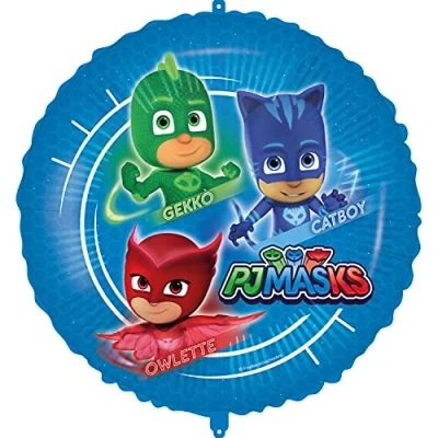 Imagen de Procos 93037 Globo de aluminio PJ Masks (46 cm, helio, aire, decoración cumpleaños, fiestas, multicolor)