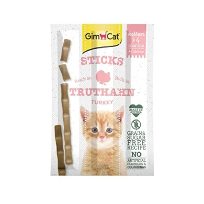 Imagen de GimCat Sticks Kitten pavo Suaves palitos para masticar con alto contenido de carne y sin azúcar añadido 1 paquete (1 x 3 sticks)