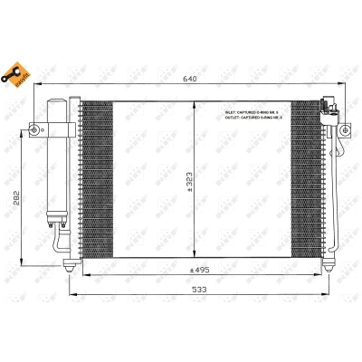 Imagen de NRF EASY FIT 35476 Condensador con secador, junta anular 12,9 8,2 Aluminio 495 HYUNDAI: Getz