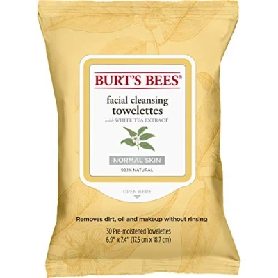 Imagen de Burt&#039;s Bees Las abejas de Burt faciales Toallitas limpieza con extracto té blanco (paños facial blanco), 30 Count