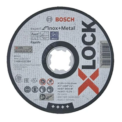 Imagen de Bosch Professional Expert Disco de corte recto (para inoxidable y metales, X LOCK, Ø125 mm, diámetro del orificio: 22,23 grosor:1 mm), Negro