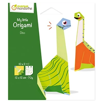 Imagen de Clairefontaine ES AVENUE MANDARINE Una bolsa My little Origami Kit de iniciación en 20 hojas 12 x cm 70 g con modelo plegado incluido OR517C Dinosaurio