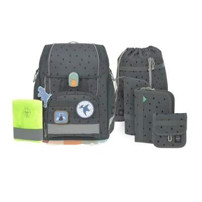 Imagen de LÄSSIG Juego de mochilas escolares 7 piezas para niños/ School Set Boxy Unique, Speckles anthracite