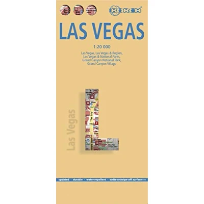 Imagen de Las Vegas, plano callejero plastificado. Escala 1:20.000. Borch.: Vegas &amp; Region, National Parks, Grand Canyon Park, Village (Borch Map)