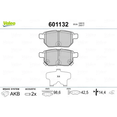 Imagen de VALEO 601132 Juego de pastillas freno Eje trasero con contacto avisador desgaste Chapa antichirridos TOYOTA: Prius III Hatchback, Plus