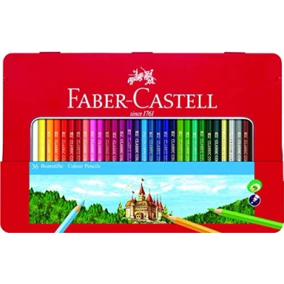 Imagen de Faber Castell 115888 Estuche de metal con 48 lápices colores, 2 ecolápices grafito, goma borrar y afilalápices, multicolor