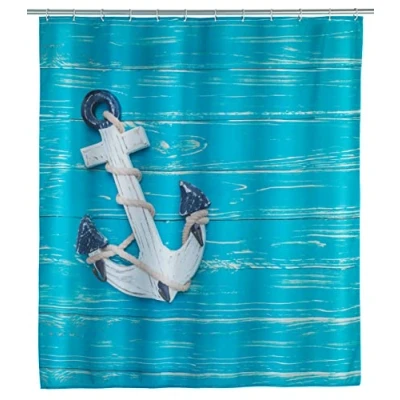 Imagen de Wenko Cortina de Ducha Abord Lavable, Impermeable, con 12 Anillos para Multicolor