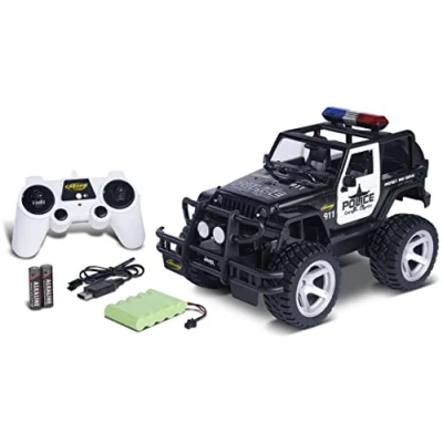 Imagen de Carson 500404267 1:12 Jeep Wrangler Police 2.4G 100% RTR Coche teledirigido, vehículo RC, Incl. Pilas y Mando a Distancia,Coche teledirigido para niños, RC