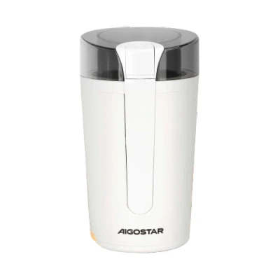 Imagen de Aigostar Blanche Molinillo de Café Eléctrico, con Cuchilla Acero Inoxidable, Semillas Especias Frutos Secos Molinos Cuchillas 200W Potencia, Capacidad 60gr Cepillo para Limpieza, Blanco