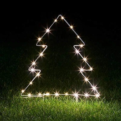 Imagen de Lights4fun Estaca Decorativa para Jardin en forma de Árbol Navidad con LED Blancos Cálidos a Pilas Exteriores