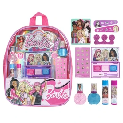 Imagen de Colección de bolsos maquillaje Barbie Townley girl, 12 piezas, incluyendo bálsamo labial, esmalte uñas, Lima arco para el cabello y otros accesorios niños mayores 3 años pa