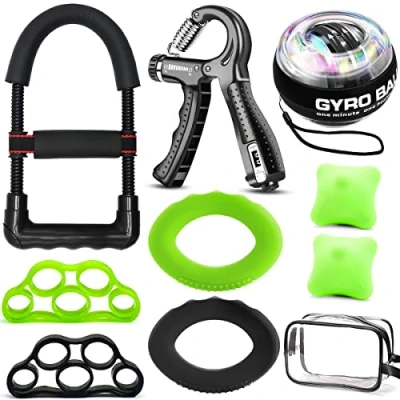 Imagen de fortalecedor de agarre mano,antebrazo fortalecer, 10 piezas entrenador antebrazo con resistencia ajustable, muñeca, Wrist ball, ejercitador estirador dedos