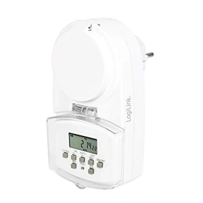 Imagen de Logilink ET0008 Temporizador Digital, IP44 para protección contra Salpicaduras de Agua y la Entrada cuerpos extraños &gt;1 mm, Exteriores, Blanco