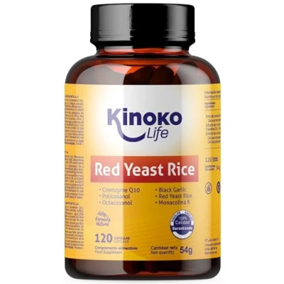Imagen de Levadura de ARROZ ROJO 120 Cápsulas, con Monacolina K, 30 mg Coenzima Q10, POLICOSANOL, Ajo Negro, Octacosanol Para Regula Niveles Colesterol