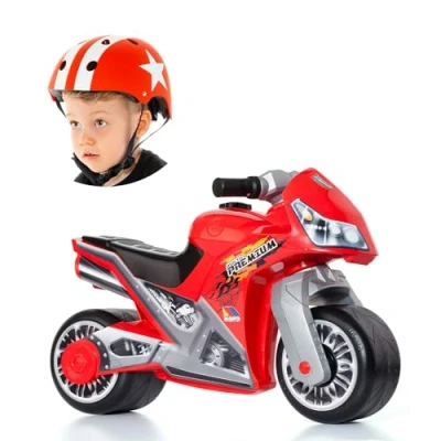 Imagen de MOLTO Moto Correpasillos Cross Roja + Casco Rojo Star Corre Pasillos para Todo Tipo de Terrenos Juguetes Seguros y Resistentes Fomenta el Sano Desarrollo Niños Niñas 18 Meses