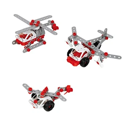Imagen de Theo Klein 8791 Kit de construcción Bosch Equipo Helicóptero 3 en 1, para Construir Diferentes aeronaves, Incluye Planos Modelos, Juguetes niños a Partir años