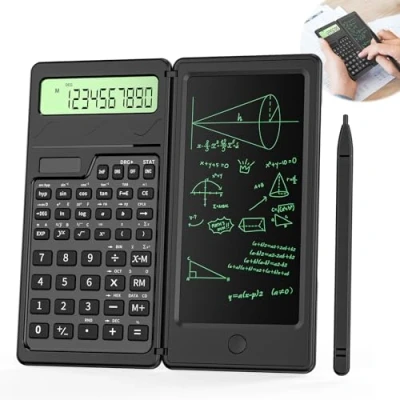 Imagen de calculadora científica con Tableta de Escritura, 10 dígitos, Profesional, Escritorio Escolar Bloc Dibujo y Bol
