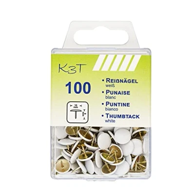 Imagen de K3T 48090 Juego de 100 chinchetas, Color Blanco