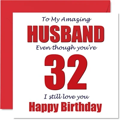 Imagen de Divertidas tarjetas de cumpleaños número 32 para marido I Still Love You Tarjeta feliz esposa, pareja, regalos broma, felicitación humor broma