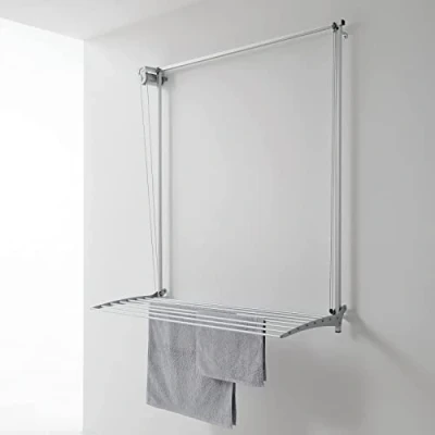 Imagen de foxydry Wall Tendedero de Pared Vertical, Vertical con Deslizamiento Manual en Aluminio y Acero 88x52x137 cm (Gris, 80)