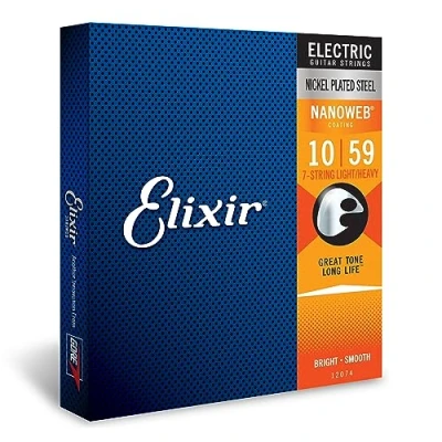 Imagen de Elixir cuerdas para guitarra eléctrica de 7 Strings con recubrimiento NANOWEB, calibre ligero/pesado, 1 Pack, String Light/Heavy (10 59)