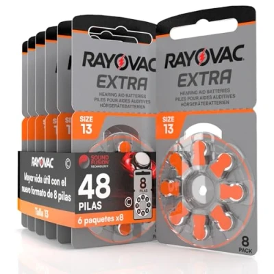 Imagen de 48 Pila para Audífonos Rayovac Extra 13. 6 Pack de 8 Unidades Baterías Audífono
