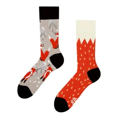 Imagen de Dedoles Calcetines Unisex Hombre Mujer y Niños Algodón muchos diseños divertidos diferente izquierda derecha, color: Rojo, diseño: Zorro, tamaño: 39 42