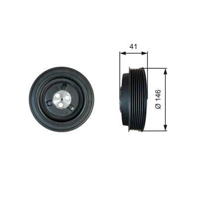 Imagen de GATES TVD1134 Polea de Cigüeñal 165 sin accesorios FleetRunner Micro V Stretch Fit FORD: Transit Mk6 Furgón, Tourneo