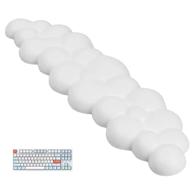 Imagen de Jinlaili Reposamuñecas para Teclado, Almohadilla Teclado Nube, Ergonómico de Espuma Memoria, con Base Antideslizante, Oficina Hogar Escuela, Blanco