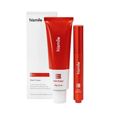 Imagen de Hismile iD Stain Eraser, Blanqueamiento de dientes, Prevención manchas dientes más blancos, Pasta Tratamiento