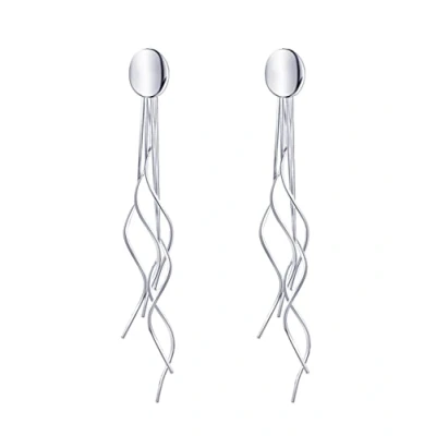 Imagen de KristLand Elegante Pendientes Largos de Mujer Curva Cadena Borlas Colgadas Aguja S925 Plata Esterlina Oro Chapadop Aretes para Fiestas Regalos