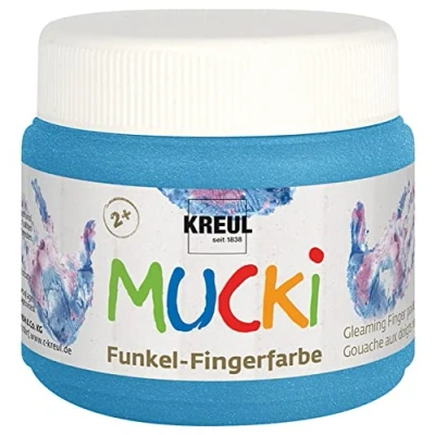 Imagen de KREUL 23122 Mucki Pintura Brillante para Dedos, Azul Diamante, a Base de Agua, sin parabenos, Gluten, lactosa y Vegana, Lavable, Color Blue, 150 ml (9992)