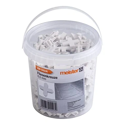 Imagen de Meister 4427250 Espaciadores de azulejos 8 mm Práctico juego 300 unidades Fabricado en polipropileno resistente Color blanco Accesorios para baldosas/ayuda la colocación