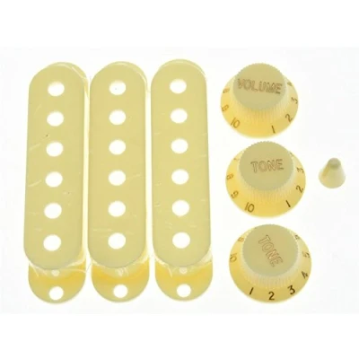 Imagen de KAISH Cubiertas de pastilla ST Strat blanco envejecido y tapa interruptor 5 vías